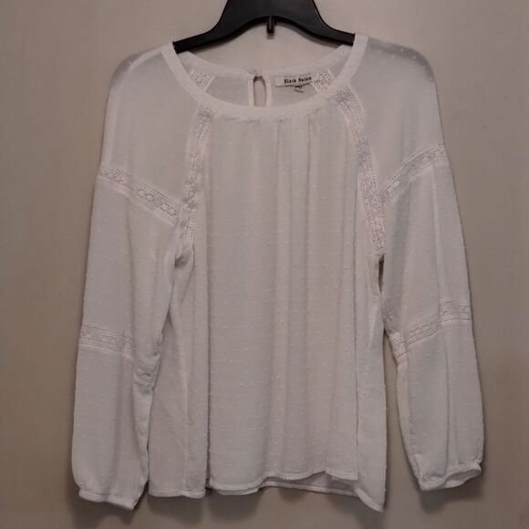 Pure White long sleeve Swiss dot blouse - Picture 2 of 6